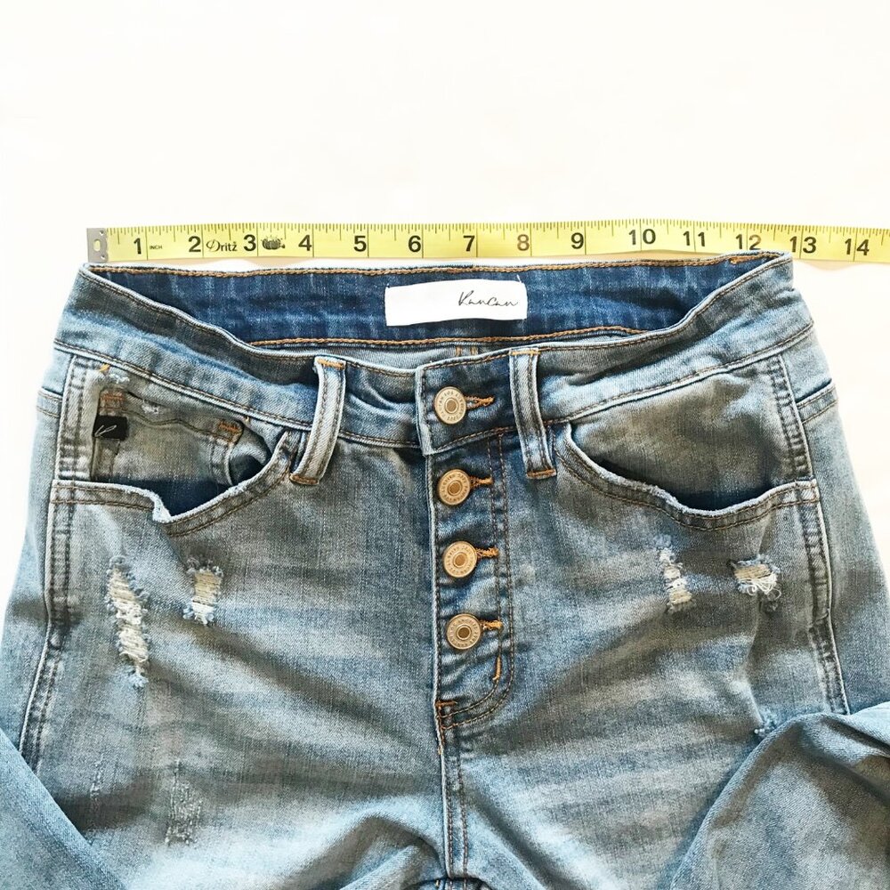 KANCAN Jeans Womens 26 High Rise Button Fly Light Wash Distressed Ankle Blue - Picture 8 of 9